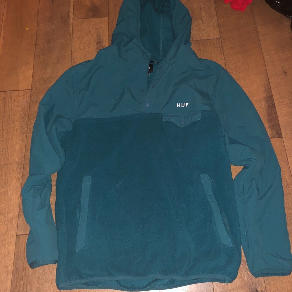 HUF branded fleece hooded jacket